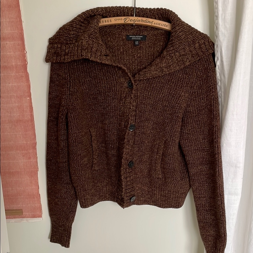 Banana Republic Brown Cardigan Plush Knit Sweater